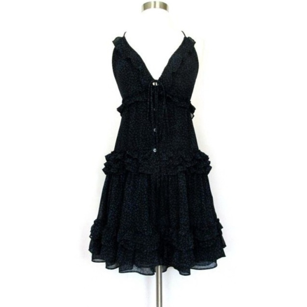 MODA Intl Dress Halter Tiers Teal Black  XS